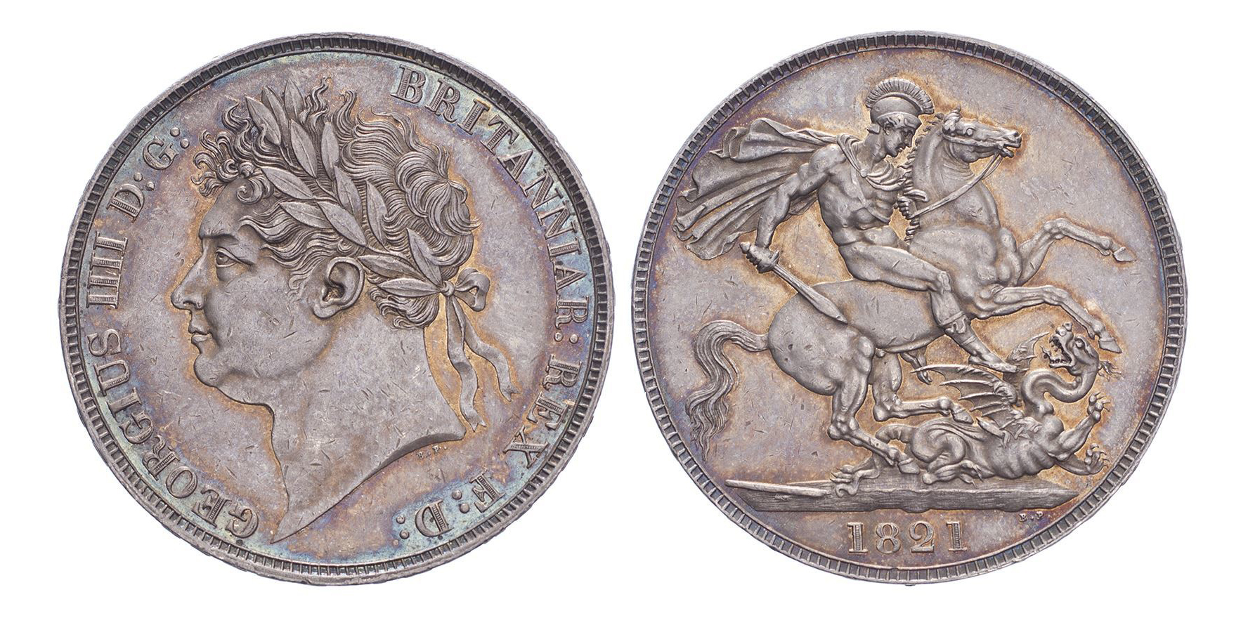 1821 George Iv Great Britain Silver Crown Coin